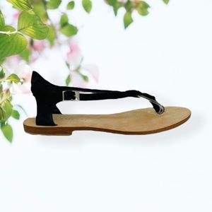 CORNETTI Black Suede Leather Sandals Size 38